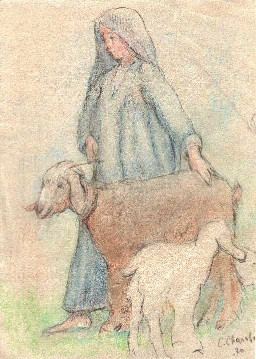8.3 Study Girl and Goats-1930
